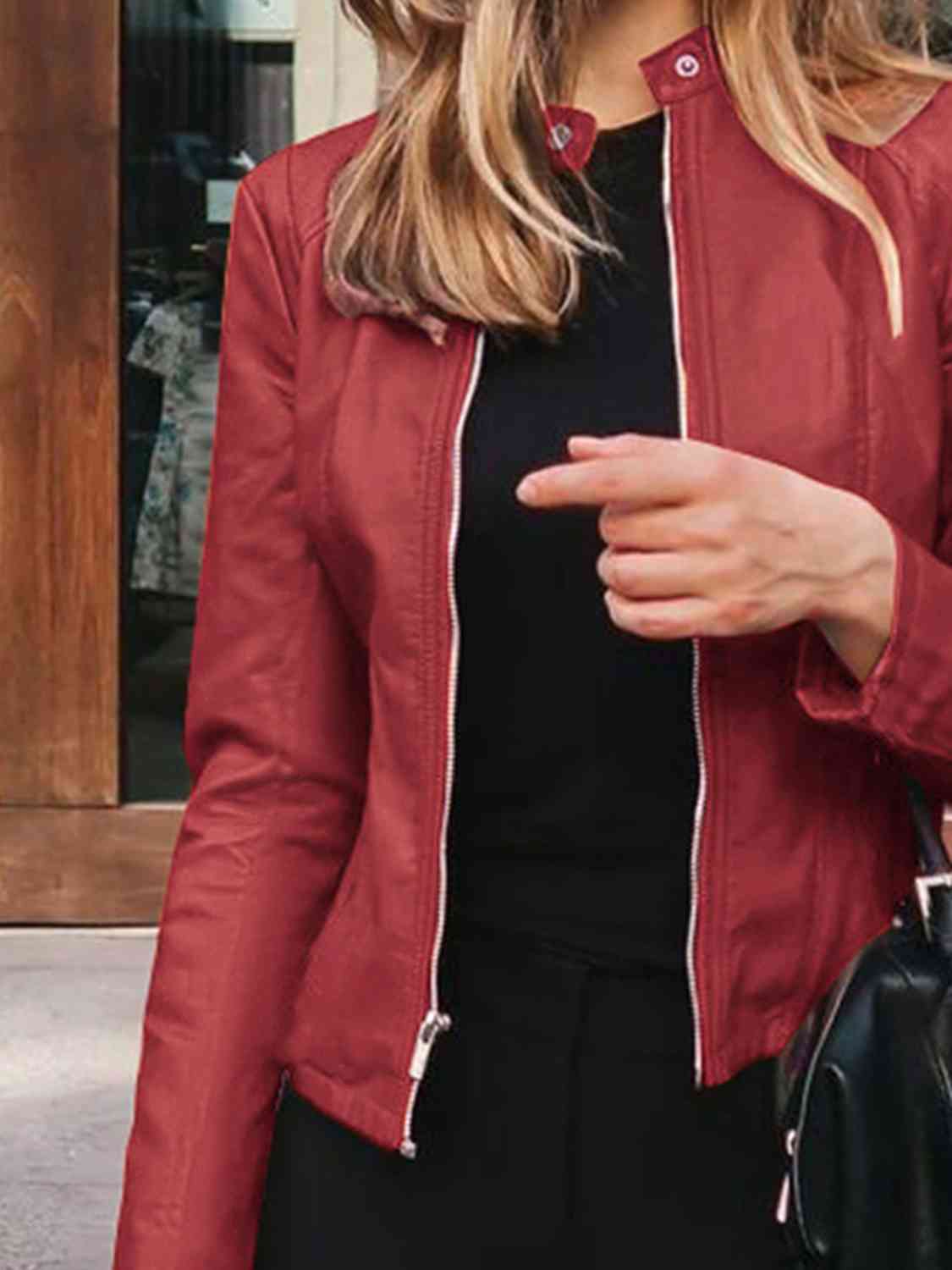 Mock Neck Zip Up Jacket - Premium from Trendsi - Just $26! Shop now at ZLA