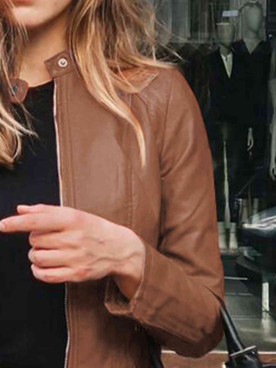 Mock Neck Zip Up Jacket - Premium from Trendsi - Just $26! Shop now at ZLA
