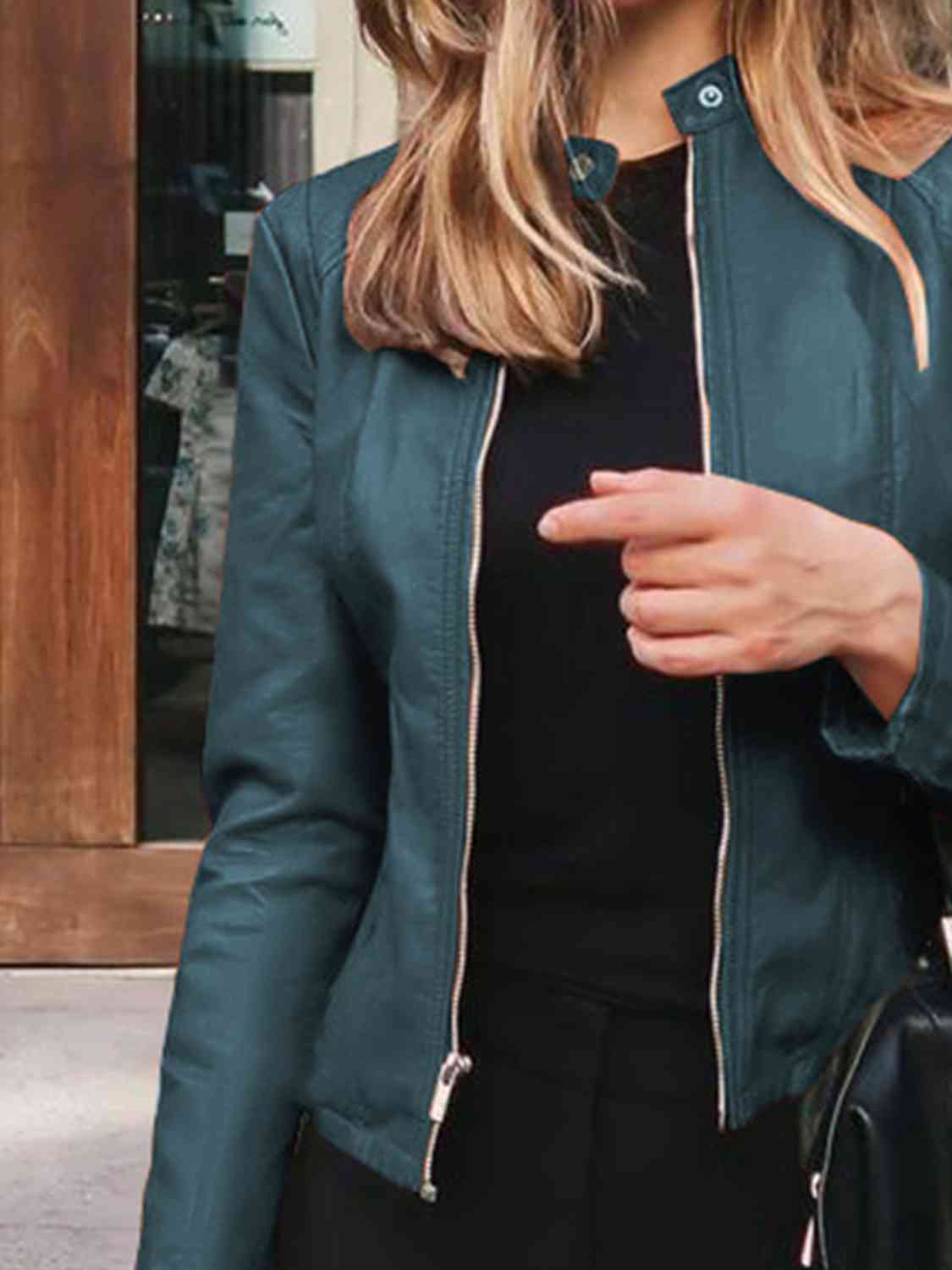 Mock Neck Zip Up Jacket - Premium from Trendsi - Just $26! Shop now at ZLA