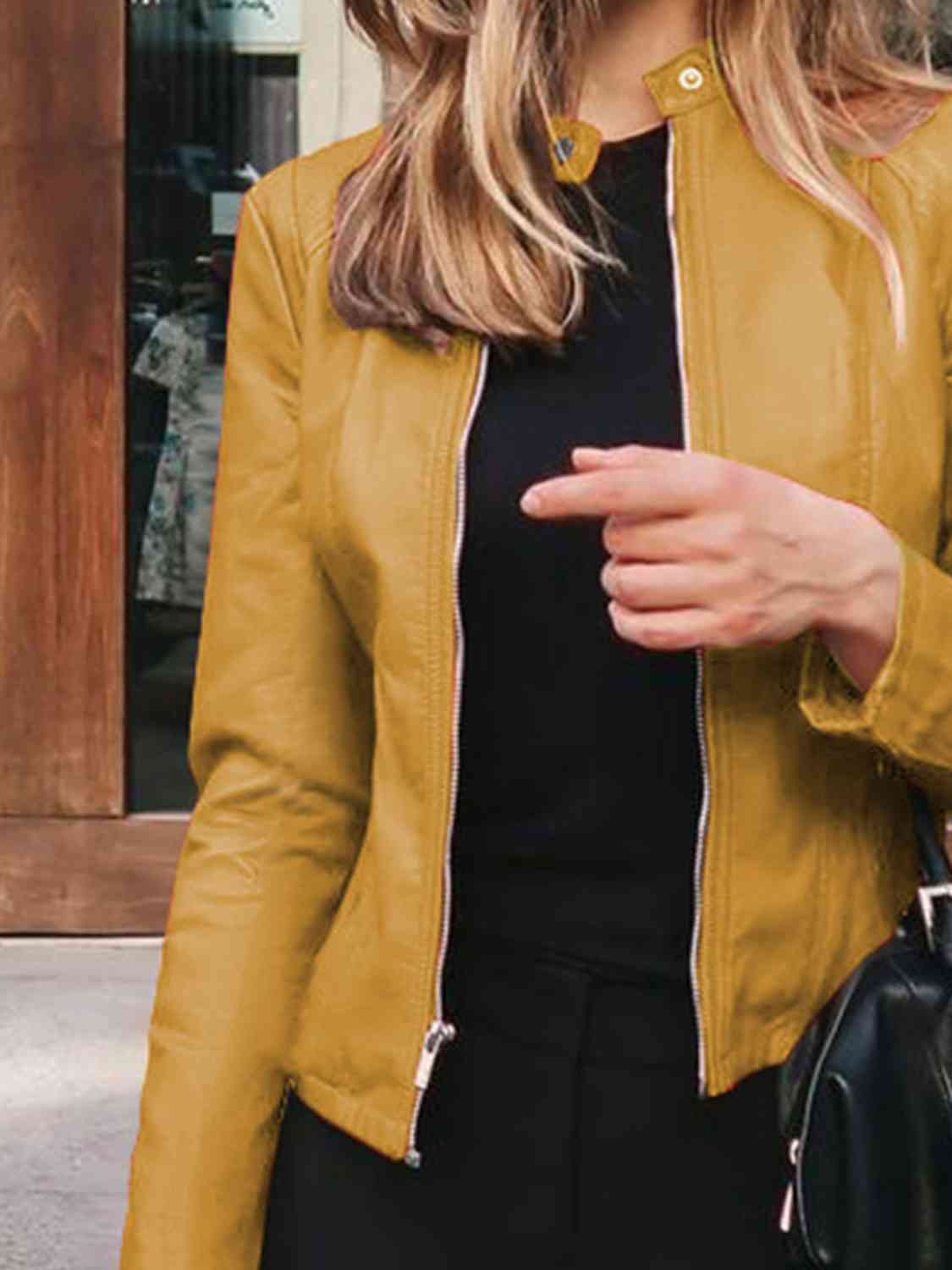 Mock Neck Zip Up Jacket - Premium from Trendsi - Just $26! Shop now at ZLA