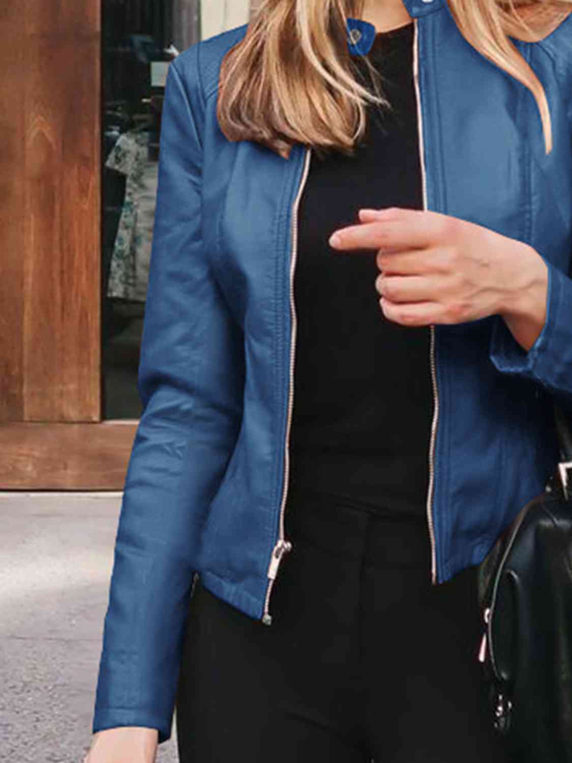 Mock Neck Zip Up Jacket - Premium from Trendsi - Just $26! Shop now at ZLA