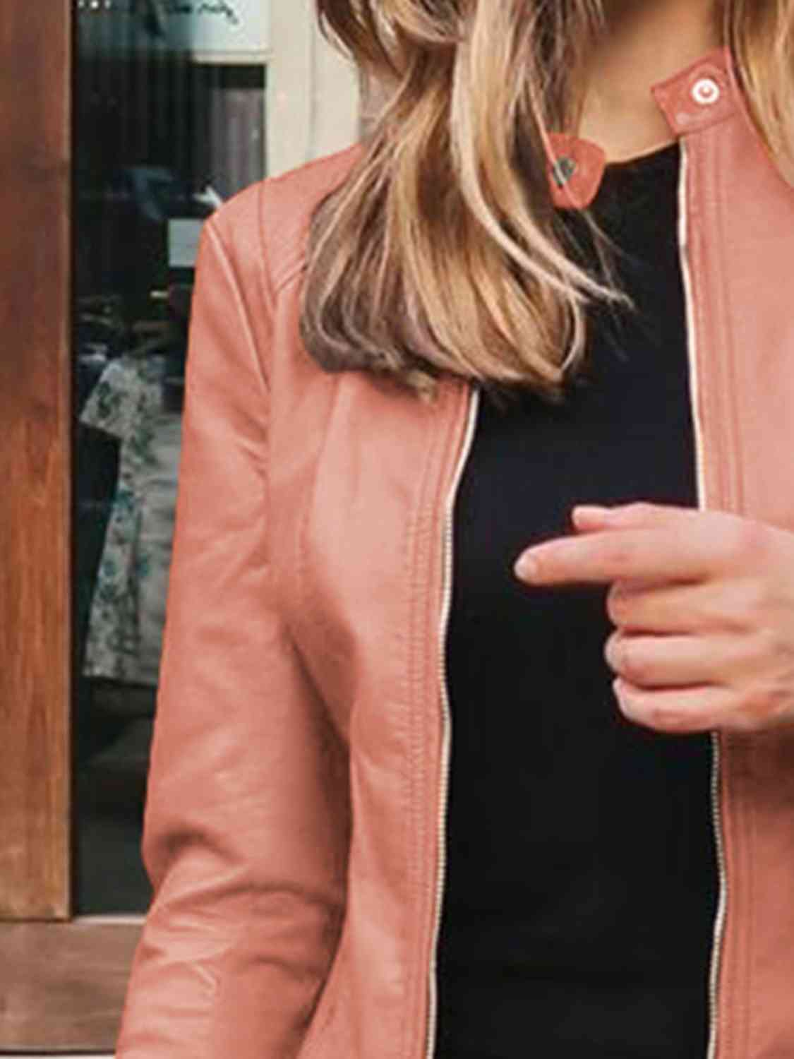 Mock Neck Zip Up Jacket - Premium from Trendsi - Just $26! Shop now at ZLA