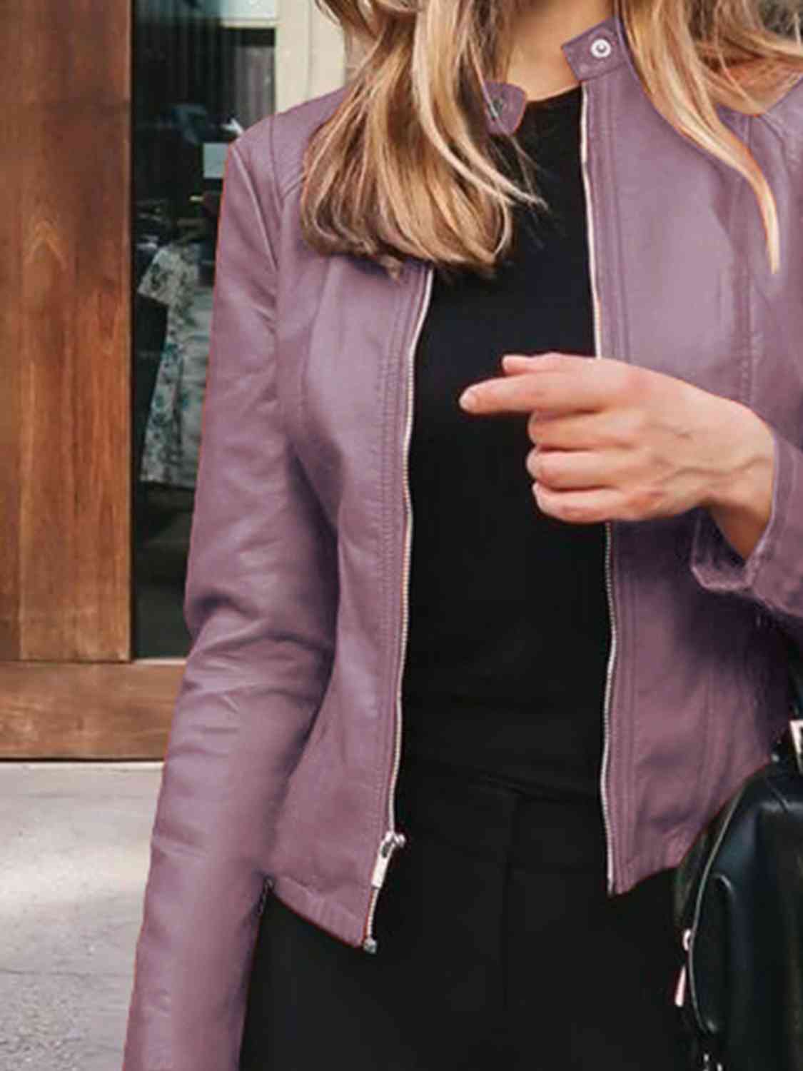 Mock Neck Zip Up Jacket - Premium from Trendsi - Just $26! Shop now at ZLA