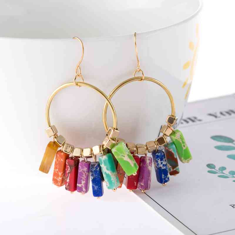Multicolored Stone Dangle Earrings - Premium from Trendsi - Just $9! Shop now at ZLA