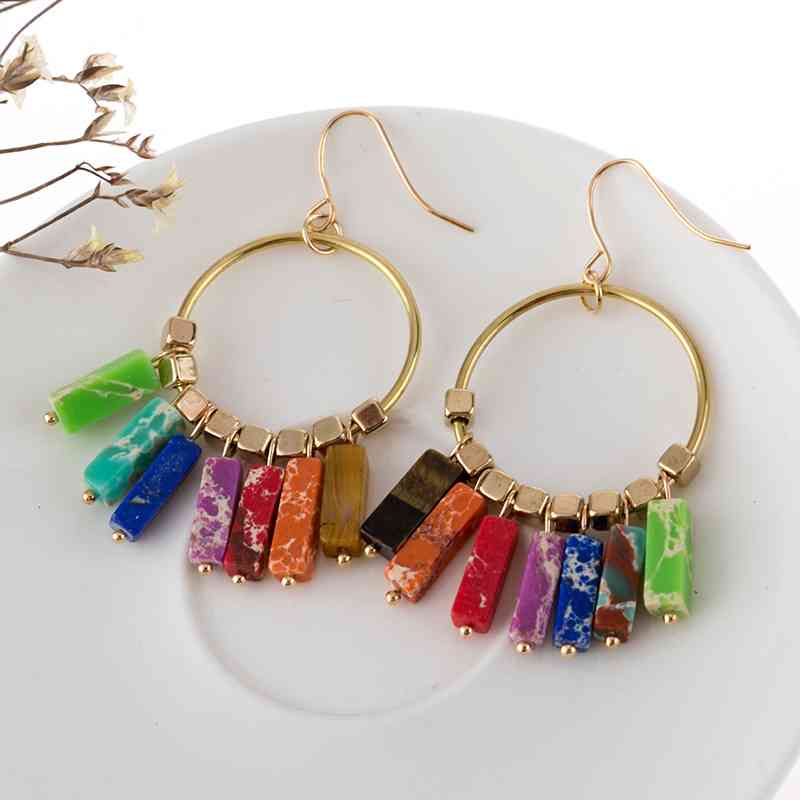 Multicolored Stone Dangle Earrings - Premium from Trendsi - Just $9! Shop now at ZLA