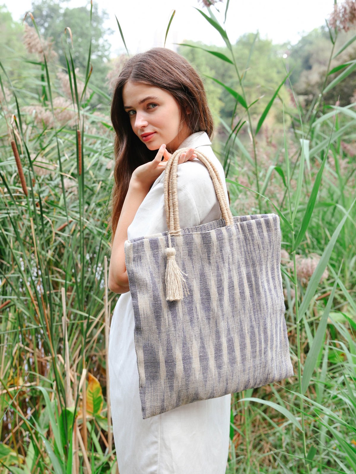 Nadi Jute Tote Bag - Blue - Premium from KORISSA - Just $82! Shop now at ZLA