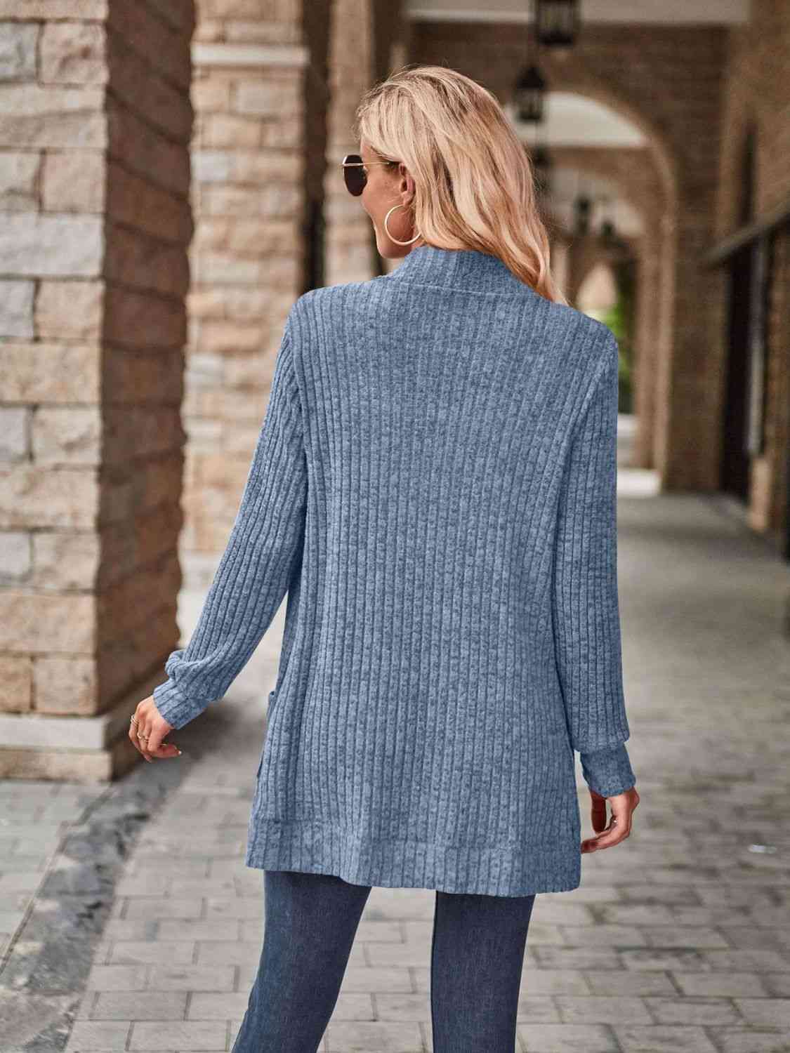 Open Front Cardigan with Pockets - Premium from Trendsi - Just $19! Shop now at ZLA