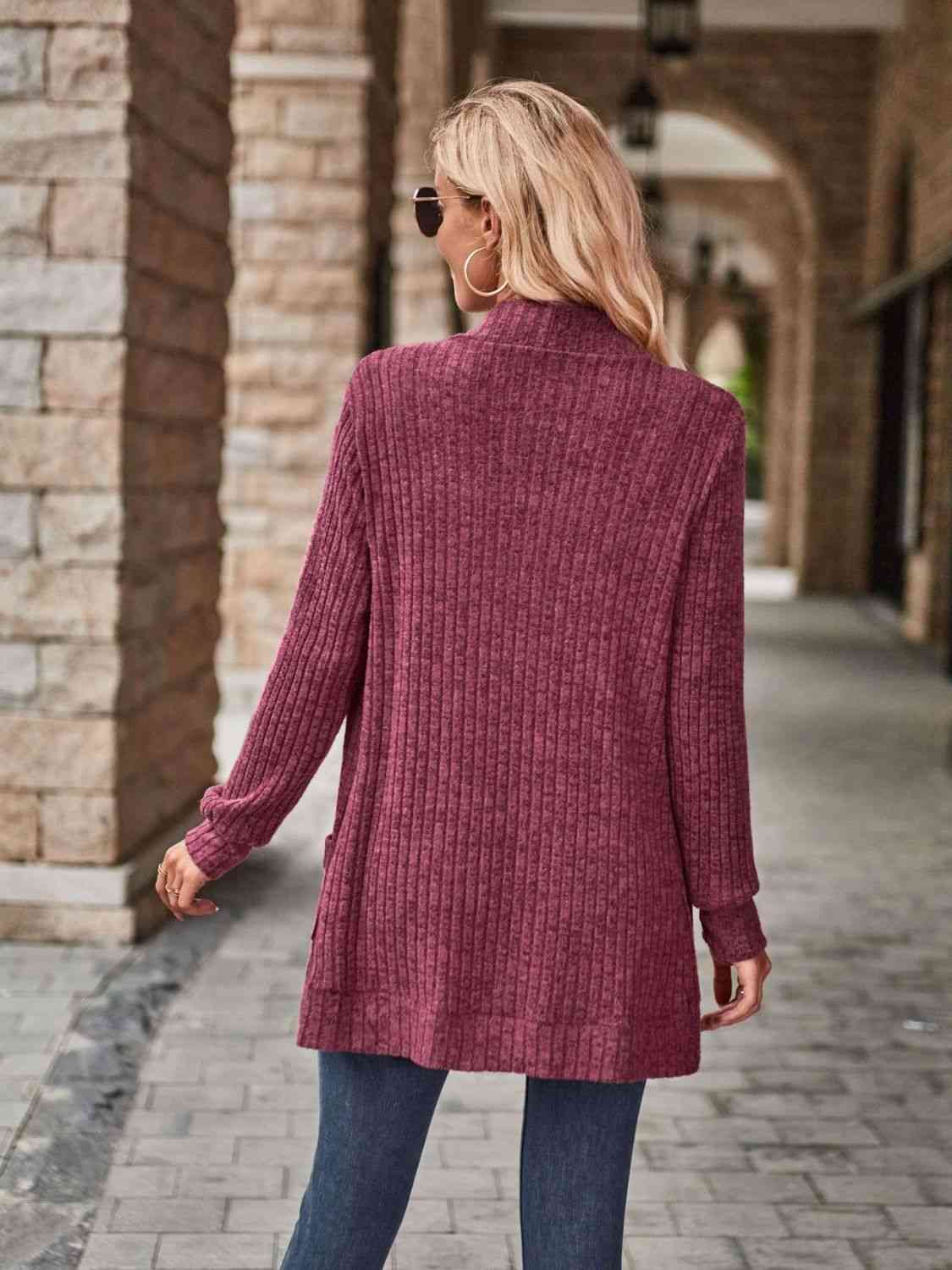 Open Front Cardigan with Pockets - Premium from Trendsi - Just $19! Shop now at ZLA