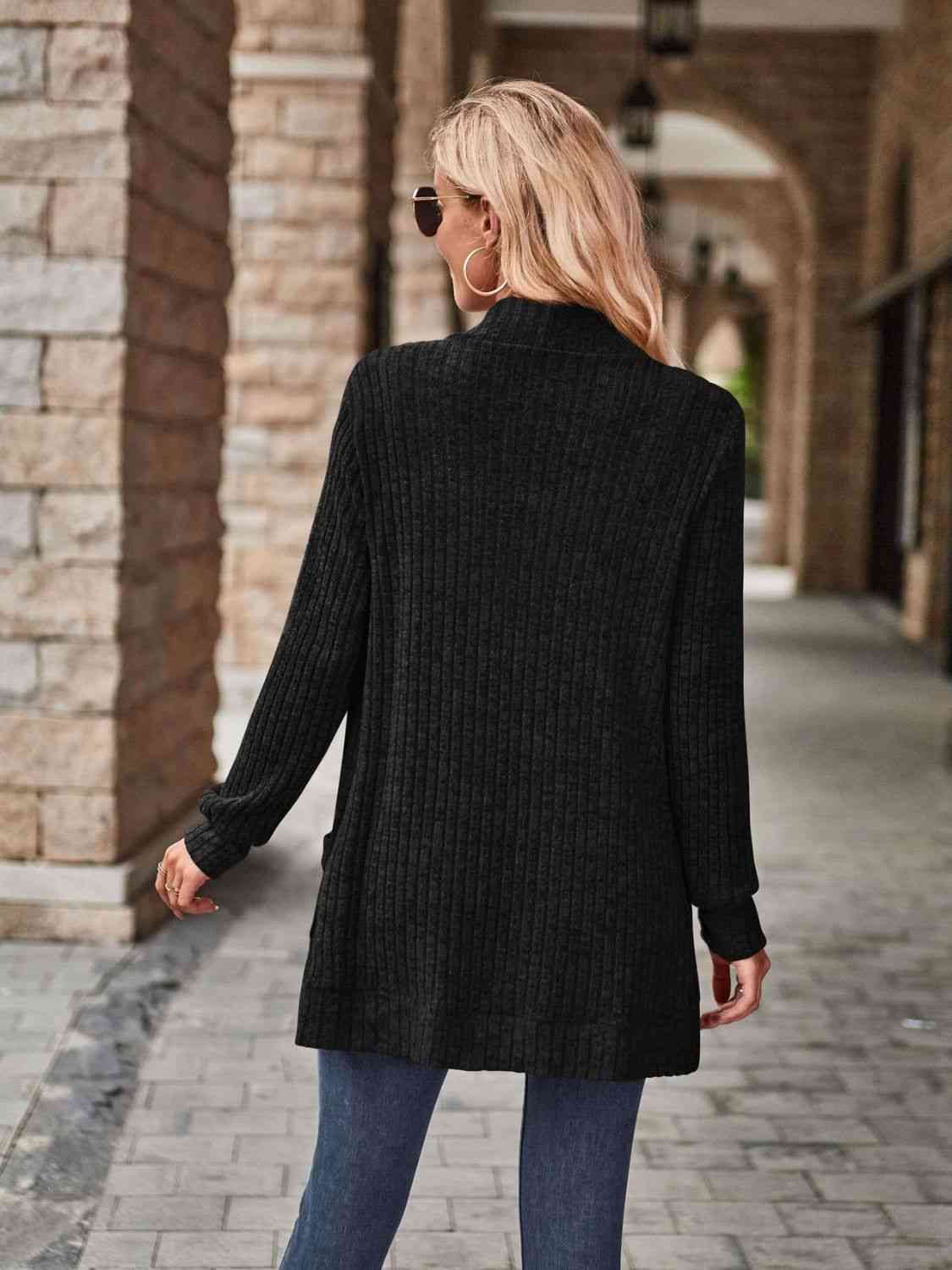 Open Front Cardigan with Pockets - Premium from Trendsi - Just $19! Shop now at ZLA