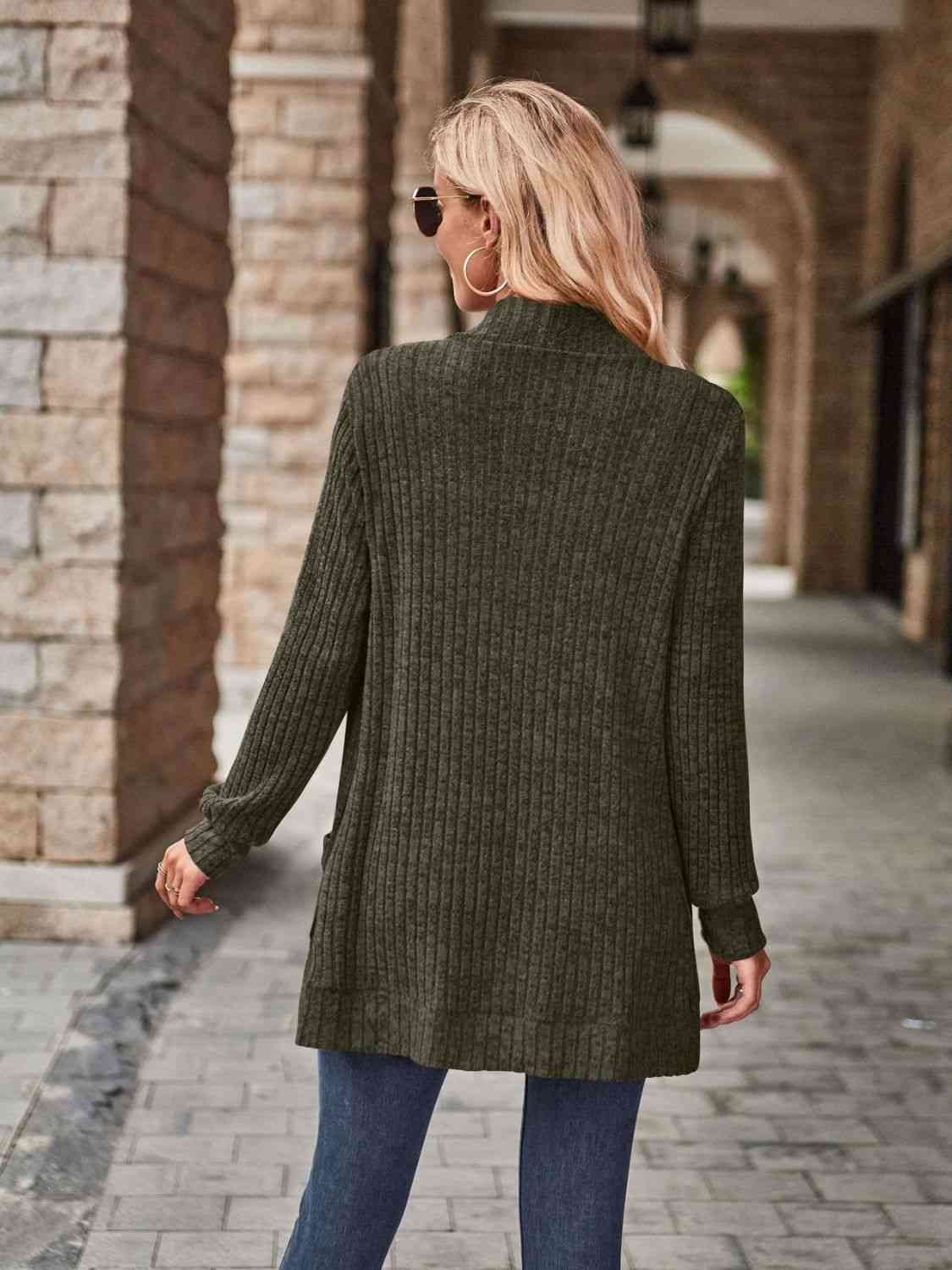 Open Front Cardigan with Pockets - Premium from Trendsi - Just $19! Shop now at ZLA
