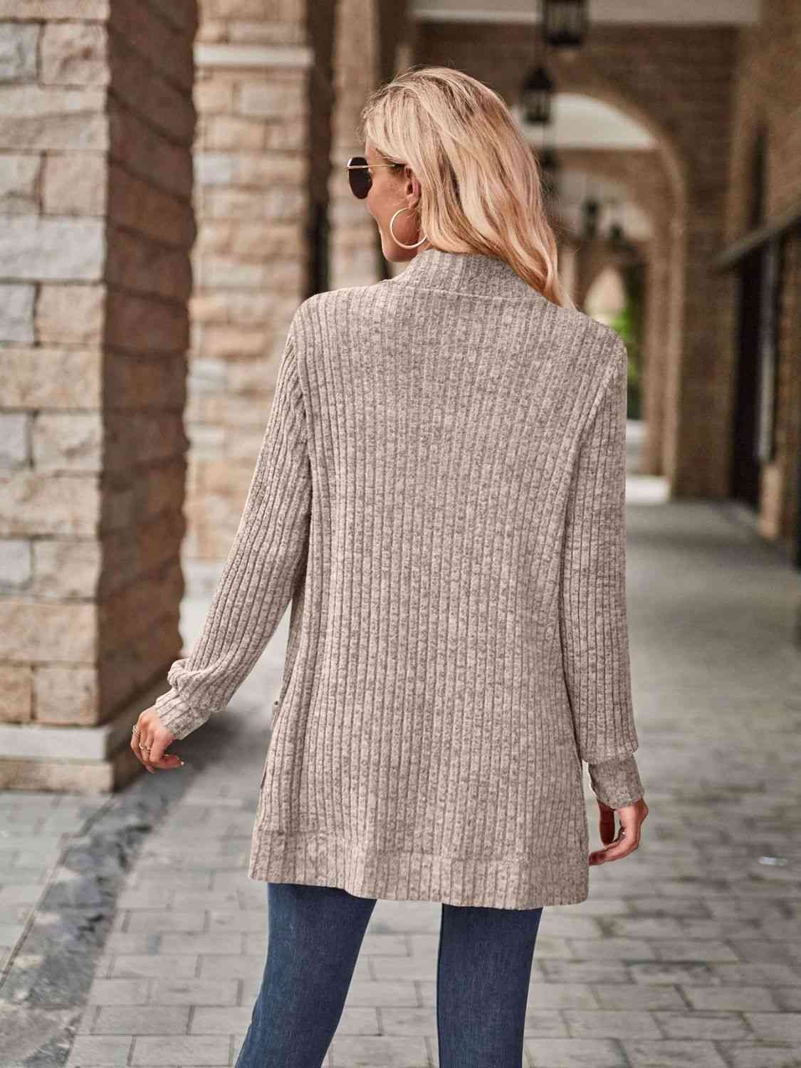 Open Front Cardigan with Pockets - Premium from Trendsi - Just $19! Shop now at ZLA