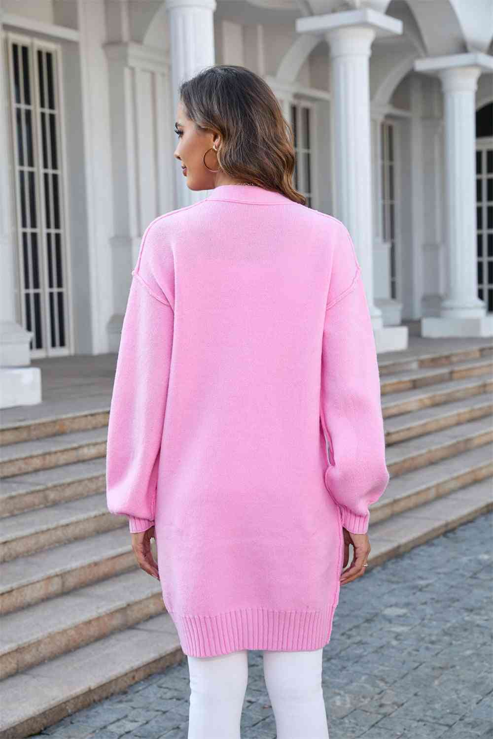 Open Front Dropped Shoulder Cardigan with Pocket - Premium from Trendsi - Just $53! Shop now at ZLA