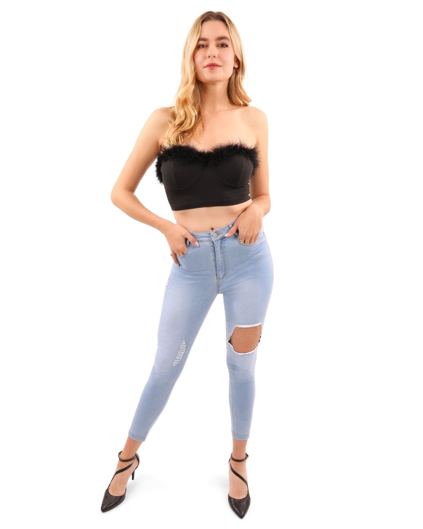 Pamela Fur Detail Crop Top - Premium from Savoy Active - Just $18.95! Shop now at ZLA