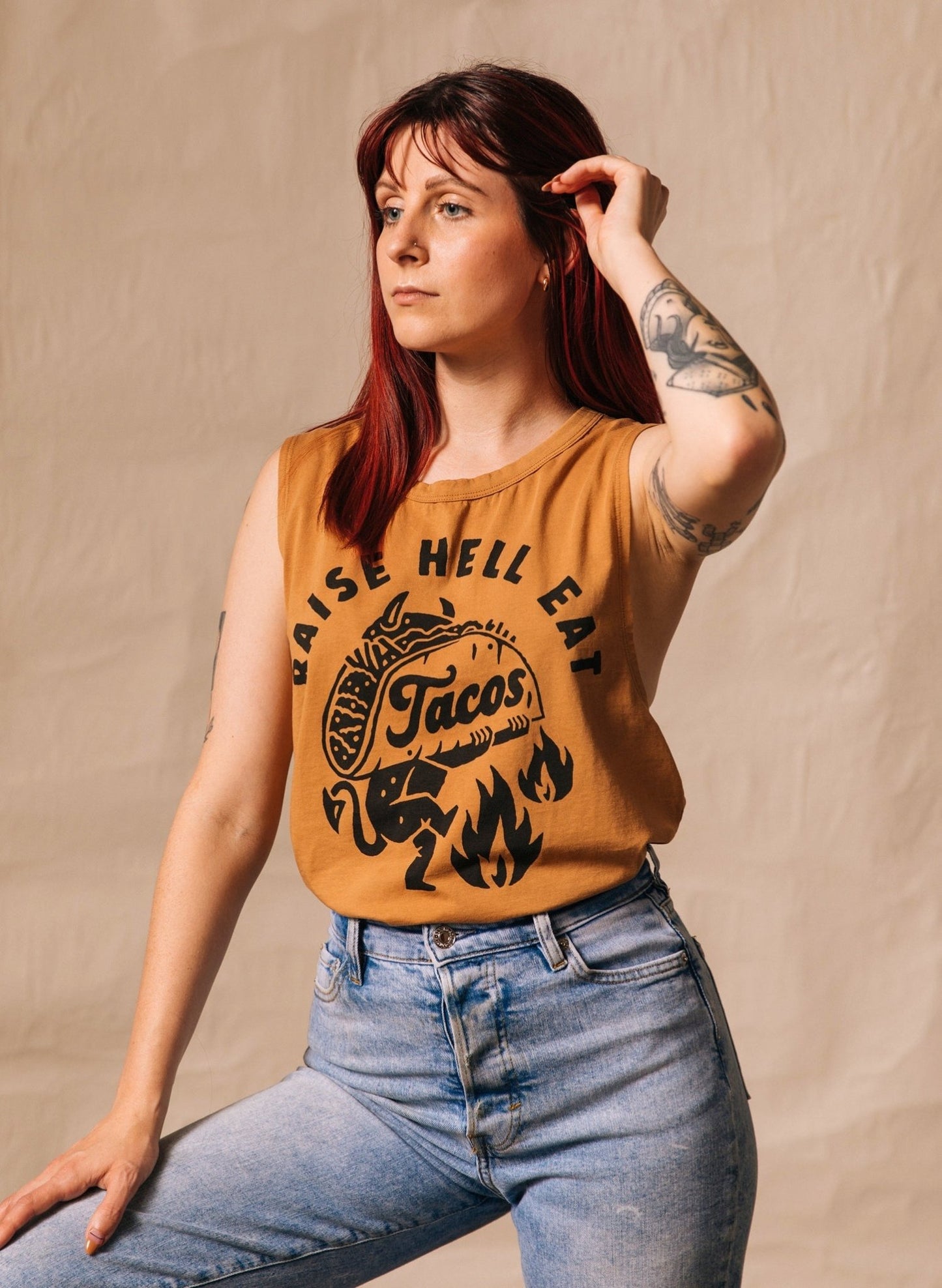Raise Hell Eat Tacos Muscle Tee - Premium from Pyknic - Just $32! Shop now at ZLA
