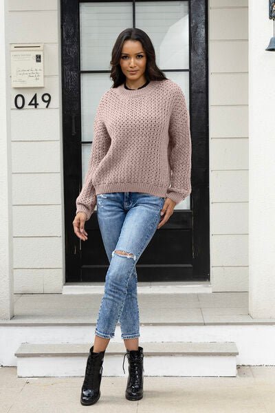Round Neck Long Sleeve Sweater - Premium from Trendsi - Just $31! Shop now at ZLA