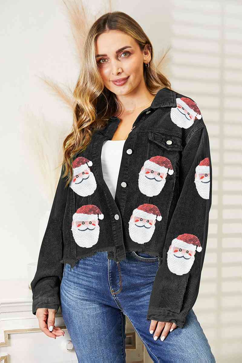 Santa Sequin Raw Hem Jacket - Premium from Trendsi - Just $59! Shop now at ZLA