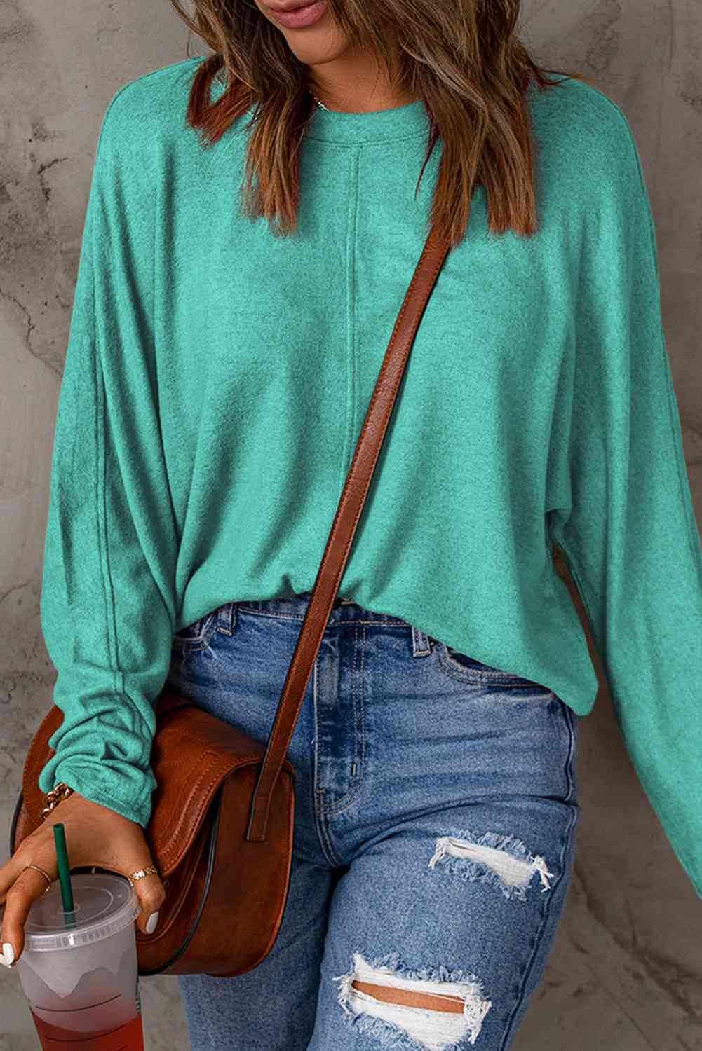 Seam Detail Round Neck Long Sleeve Top - Premium from Trendsi - Just $26! Shop now at ZLA