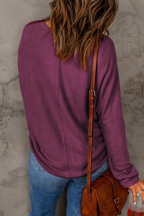 Seam Detail Round Neck Long Sleeve Top - Premium from Trendsi - Just $26! Shop now at ZLA