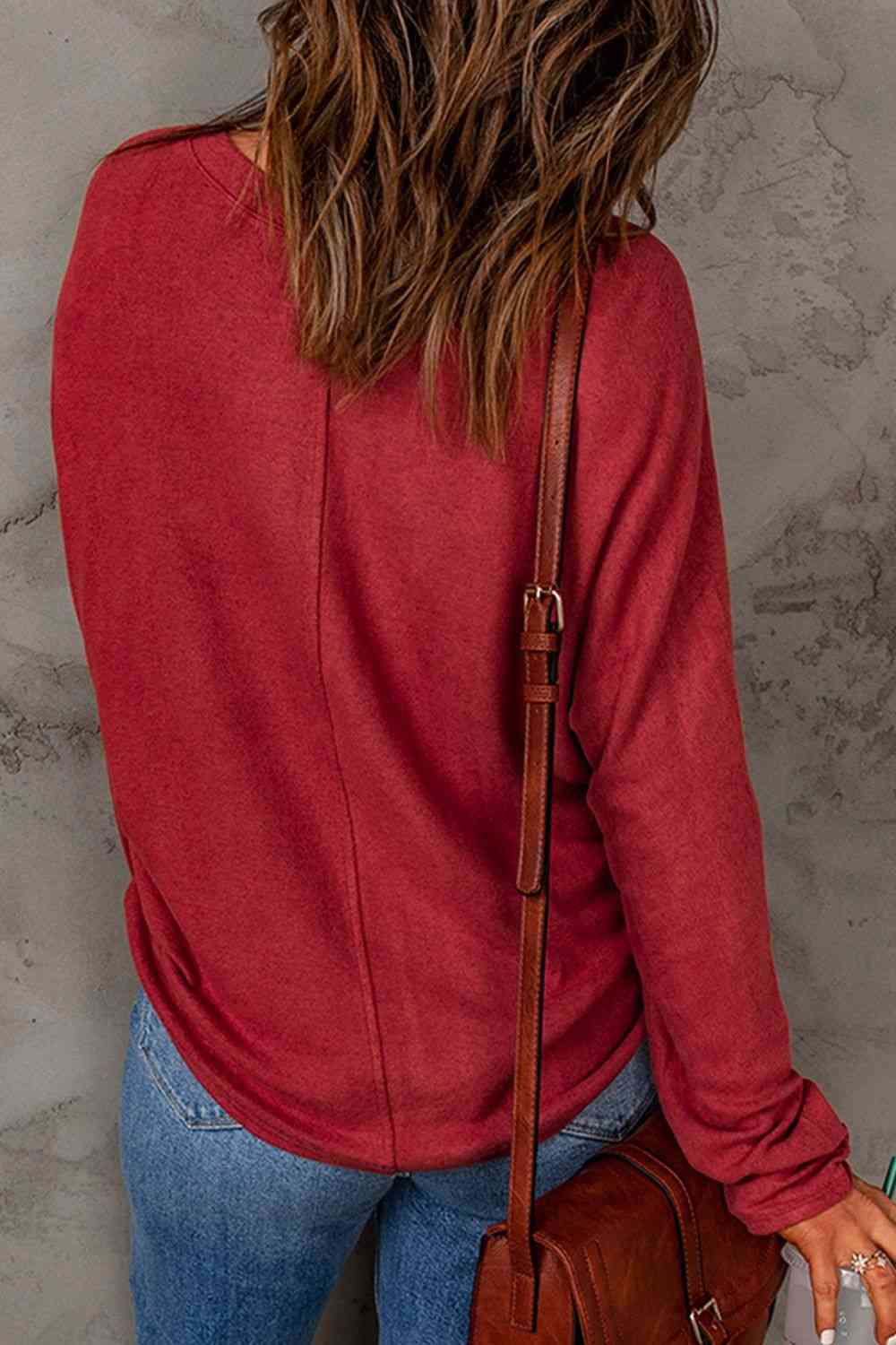 Seam Detail Round Neck Long Sleeve Top - Premium from Trendsi - Just $26! Shop now at ZLA