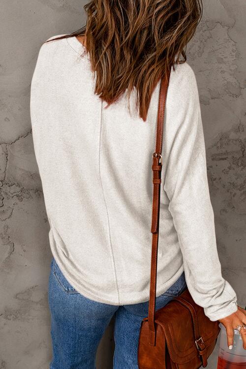 Seam Detail Round Neck Long Sleeve Top - Premium from Trendsi - Just $26! Shop now at ZLA