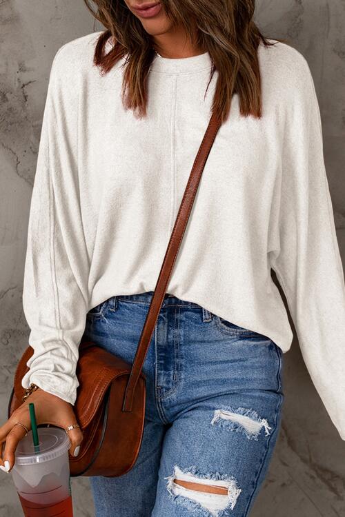 Seam Detail Round Neck Long Sleeve Top - Premium from Trendsi - Just $26! Shop now at ZLA