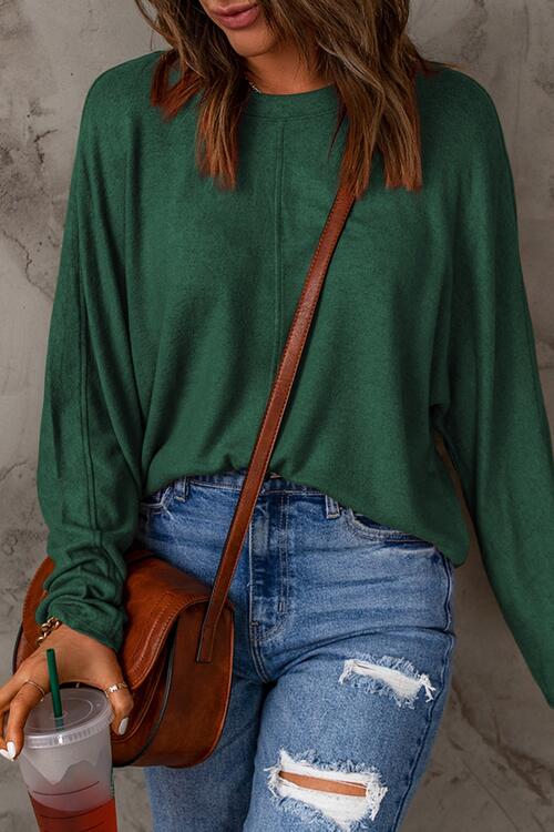 Seam Detail Round Neck Long Sleeve Top - Premium from Trendsi - Just $26! Shop now at ZLA