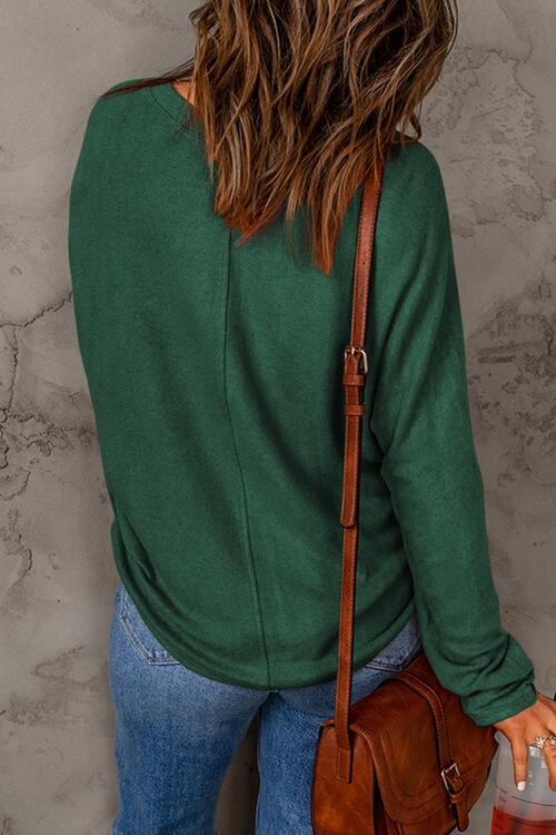 Seam Detail Round Neck Long Sleeve Top - Premium from Trendsi - Just $26! Shop now at ZLA