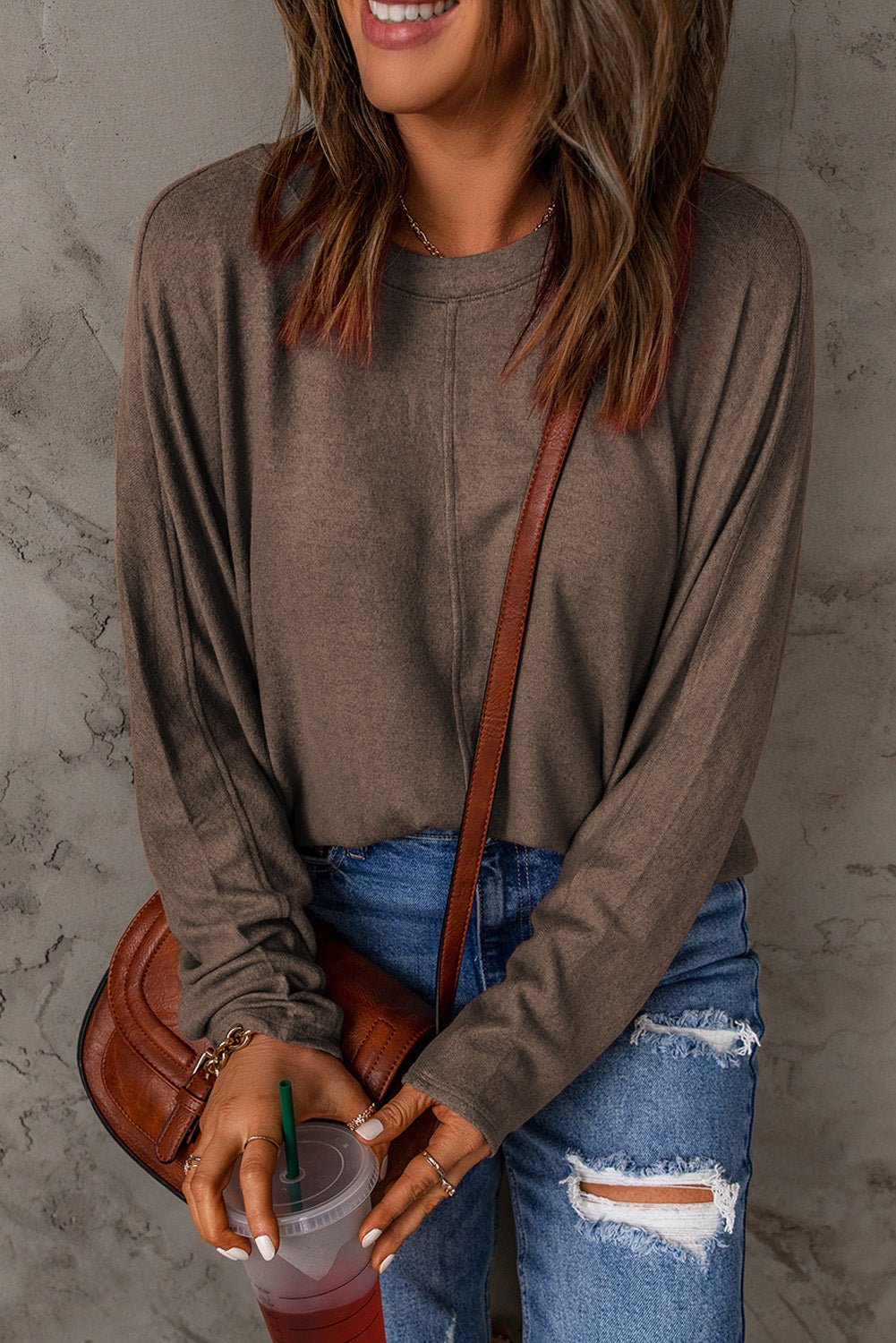Seam Detail Round Neck Long Sleeve Top - Premium from Trendsi - Just $26! Shop now at ZLA