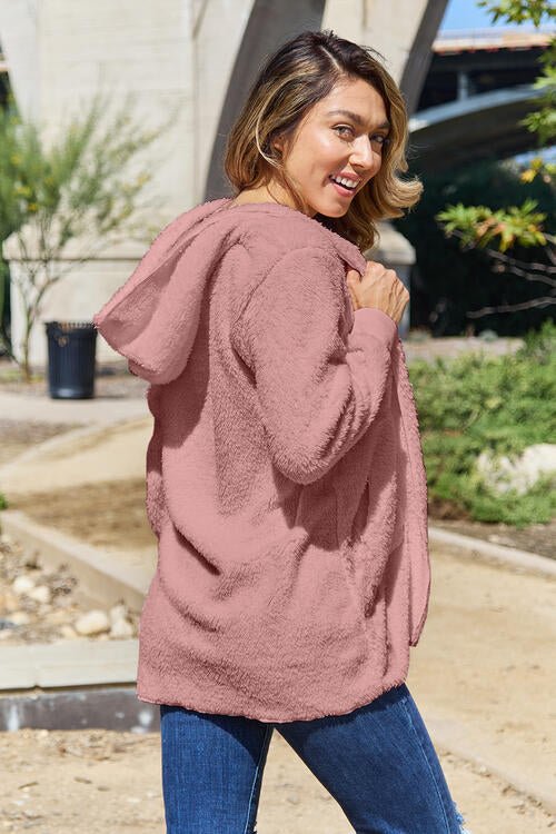 Teddy Hooded Jacket with Pockets - Premium from Trendsi - Just $21! Shop now at ZLA