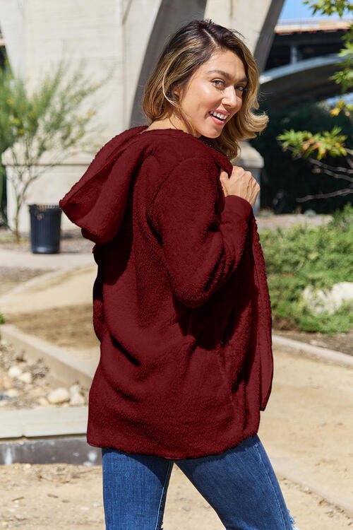 Teddy Hooded Jacket with Pockets - Premium from Trendsi - Just $21! Shop now at ZLA