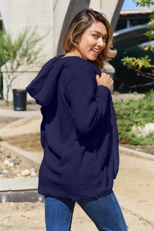 Teddy Hooded Jacket with Pockets - Premium from Trendsi - Just $21! Shop now at ZLA