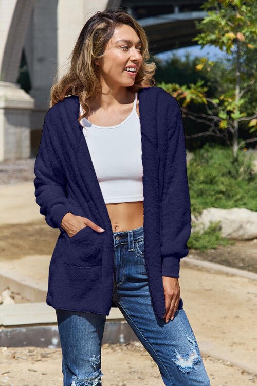 Teddy Hooded Jacket with Pockets - Premium from Trendsi - Just $21! Shop now at ZLA