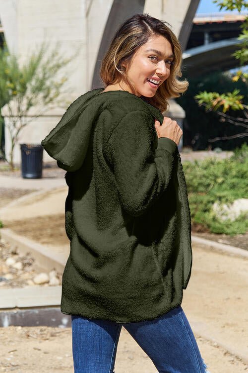 Teddy Hooded Jacket with Pockets - Premium from Trendsi - Just $21! Shop now at ZLA