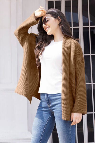 Tied Open Front Long Sleeve Cardigan - Premium from Trendsi - Just $37! Shop now at ZLA