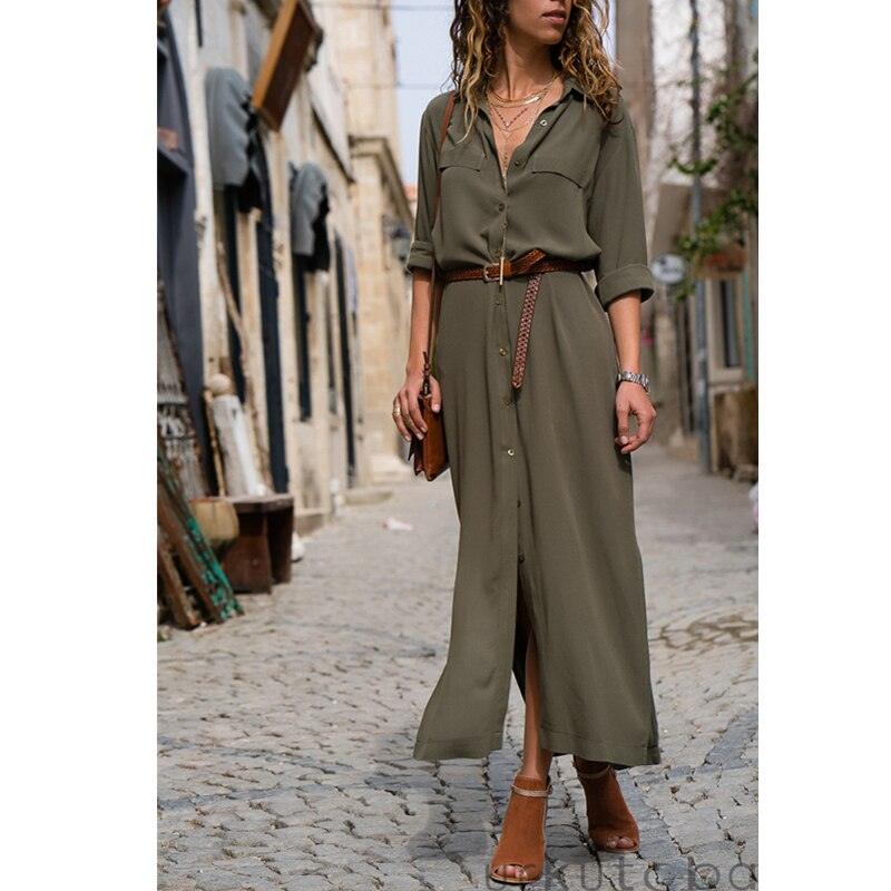 V Neck Boho Long Maxi Dress - ZLA
