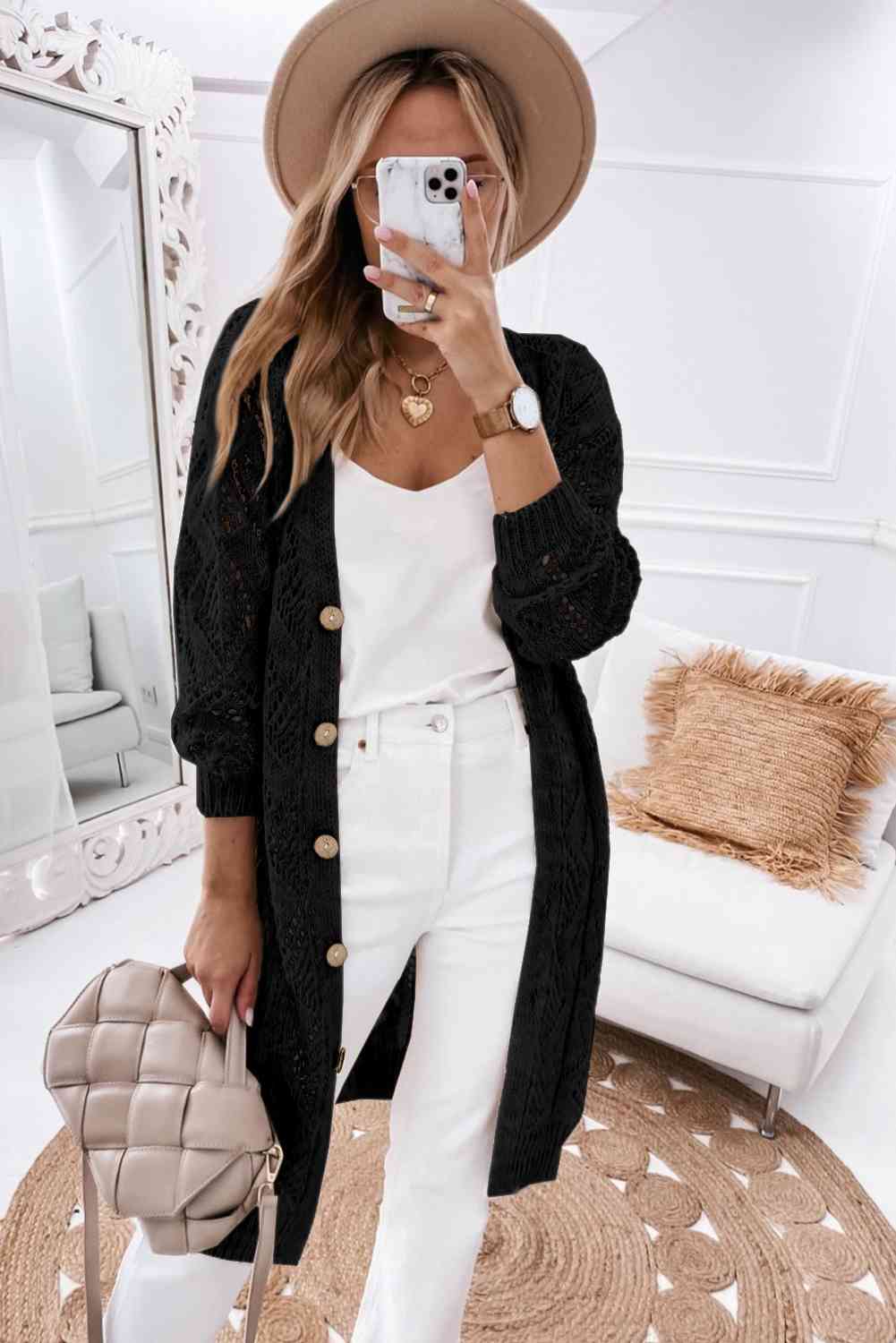 V-Neck Long Sleeve Cardigan - Premium from Trendsi - Just $45! Shop now at ZLA