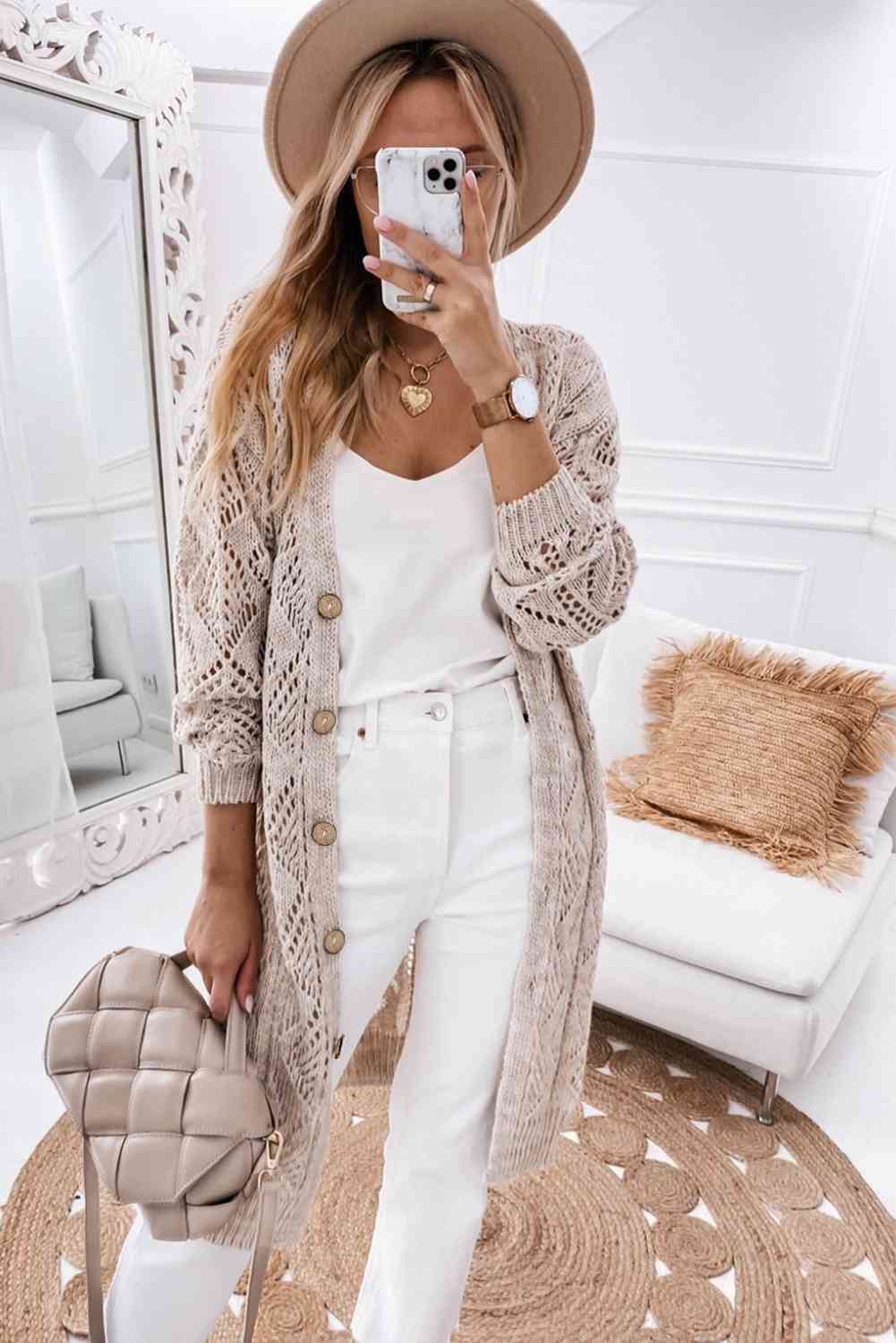 V-Neck Long Sleeve Cardigan - Premium from Trendsi - Just $45! Shop now at ZLA