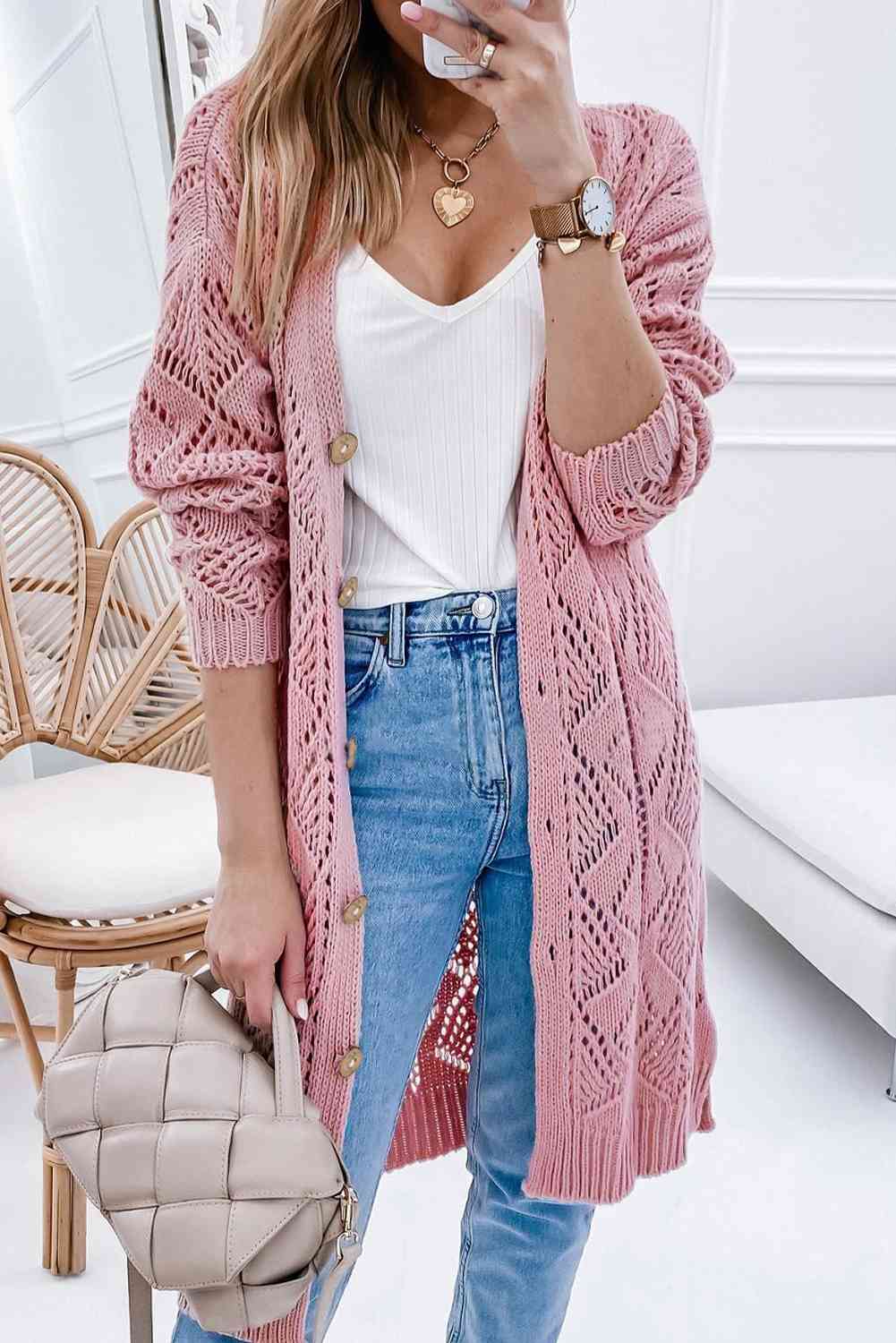 V-Neck Long Sleeve Cardigan - Premium from Trendsi - Just $45! Shop now at ZLA