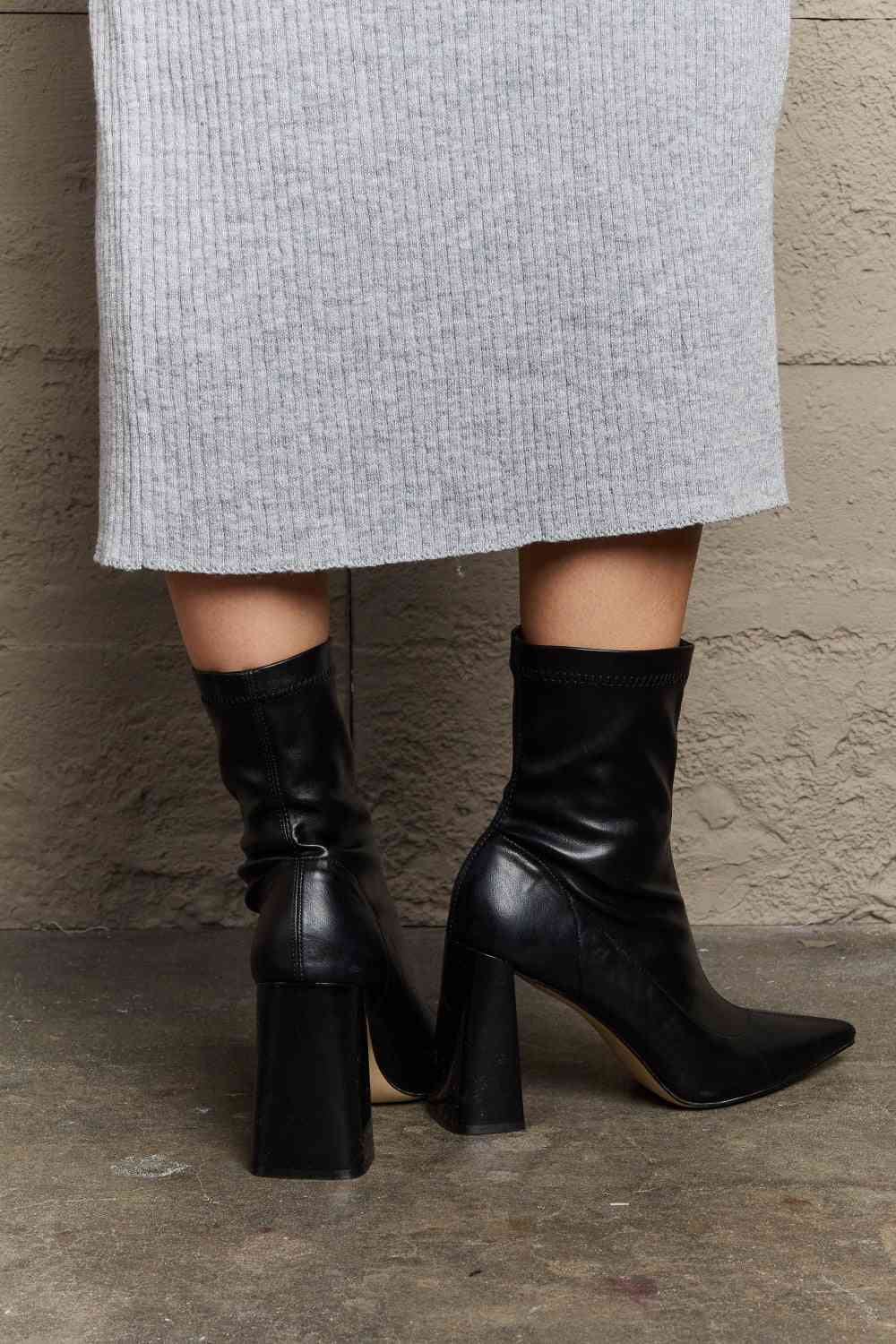 Weeboo Stacy Block Heel Sock Boots - Premium from Trendsi - Just $50! Shop now at ZLA
