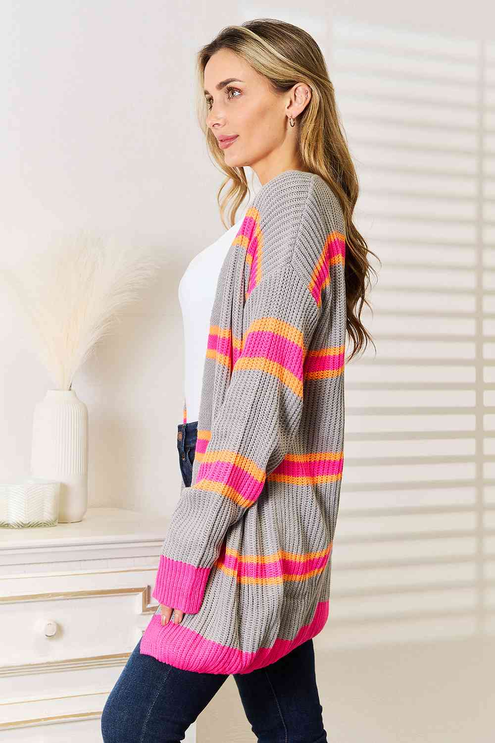 Woven Right Ribbed Long Sleeve Cardigan - Premium from Trendsi - Just $46! Shop now at ZLA