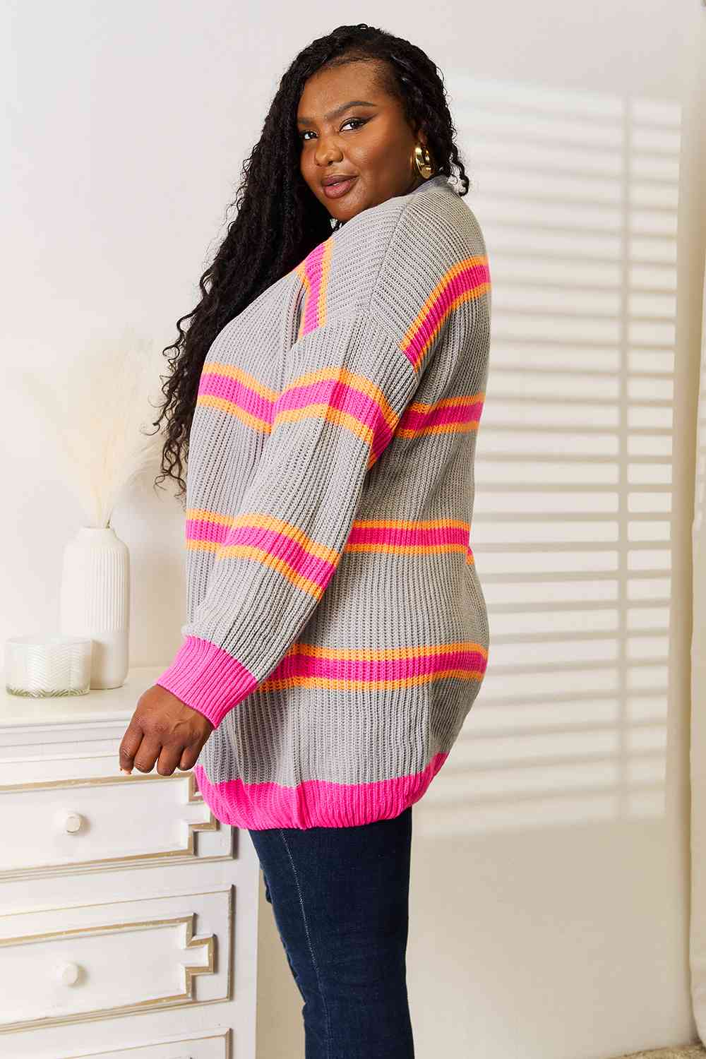 Woven Right Ribbed Long Sleeve Cardigan - Premium from Trendsi - Just $46! Shop now at ZLA