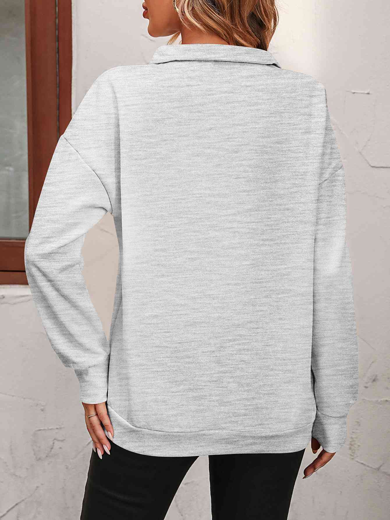 Zip-Up Dropped Shoulder Sweatshirt - Premium from Trendsi - Just $29! Shop now at ZLA