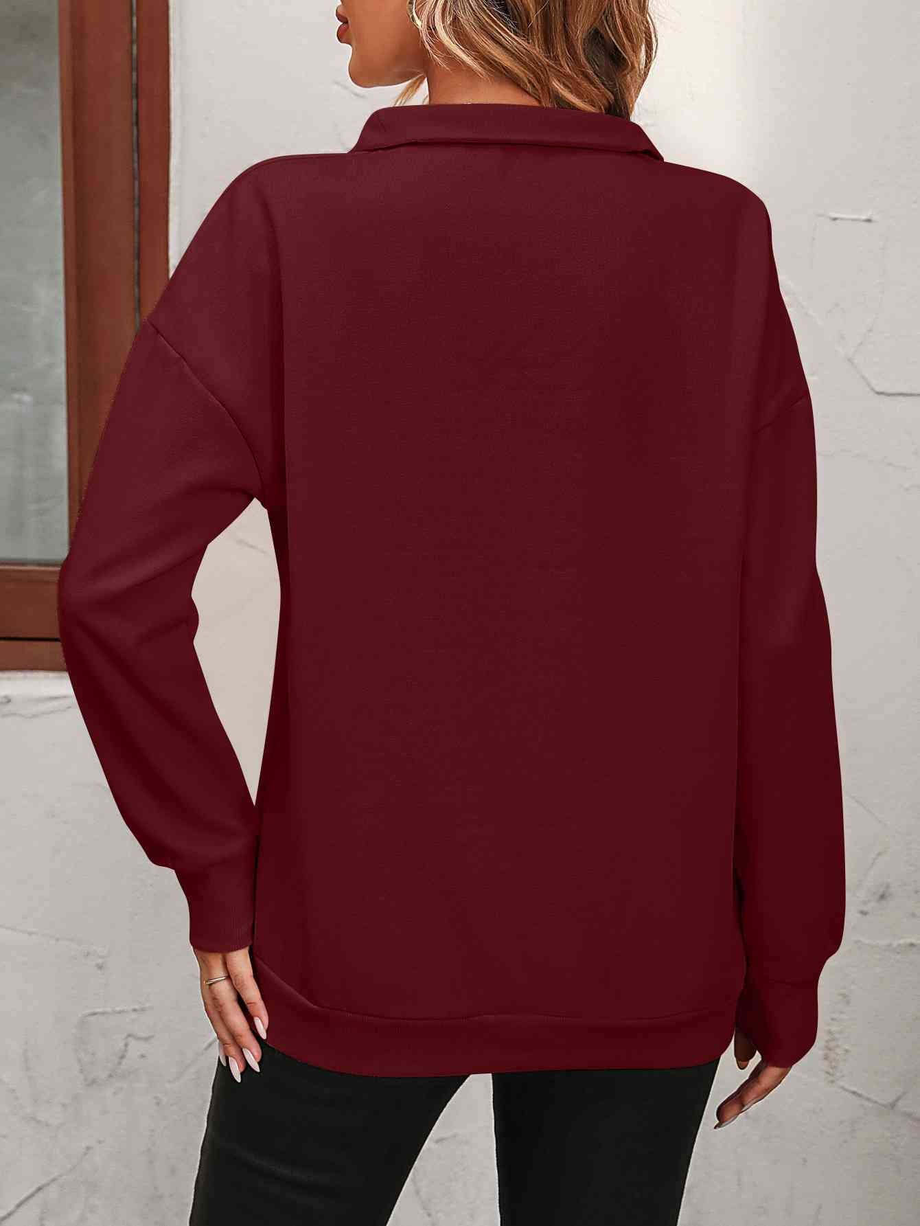 Zip-Up Dropped Shoulder Sweatshirt - Premium from Trendsi - Just $29! Shop now at ZLA