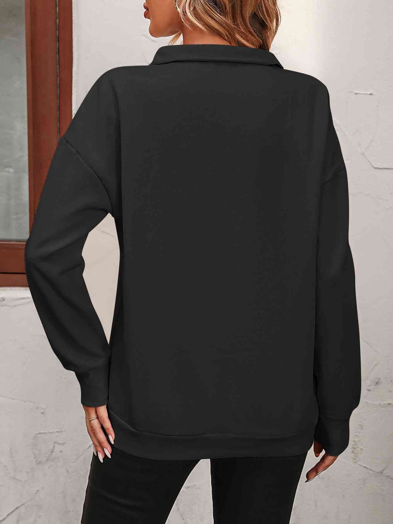 Zip-Up Dropped Shoulder Sweatshirt - Premium from Trendsi - Just $29! Shop now at ZLA