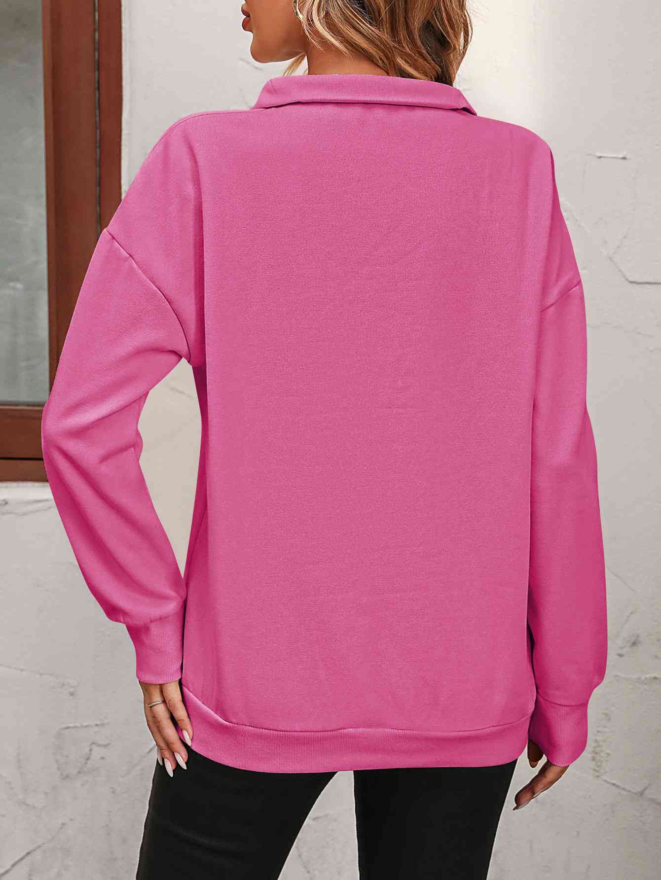 Zip-Up Dropped Shoulder Sweatshirt - Premium from Trendsi - Just $29! Shop now at ZLA