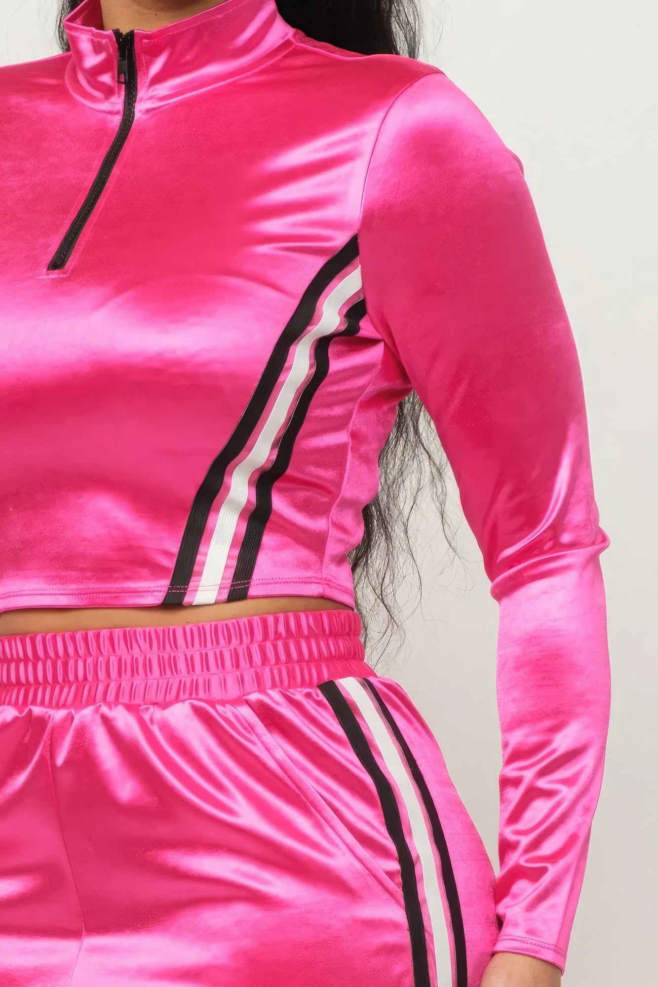 Front Zip Up Stripes Detail Jacket And Pants Set - Premium  from ZLA - Just $57.50! Shop now at ZLA