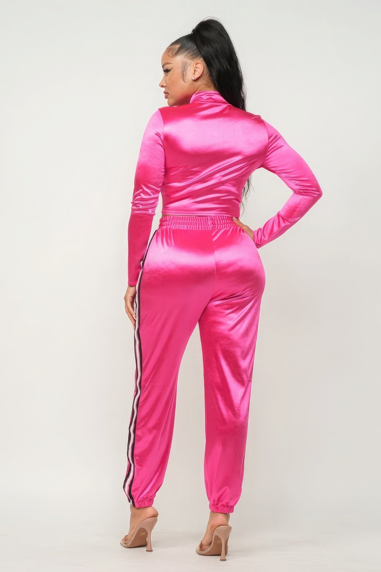 Front Zip Up Stripes Detail Jacket And Pants Set - Premium  from ZLA - Just $57.50! Shop now at ZLA