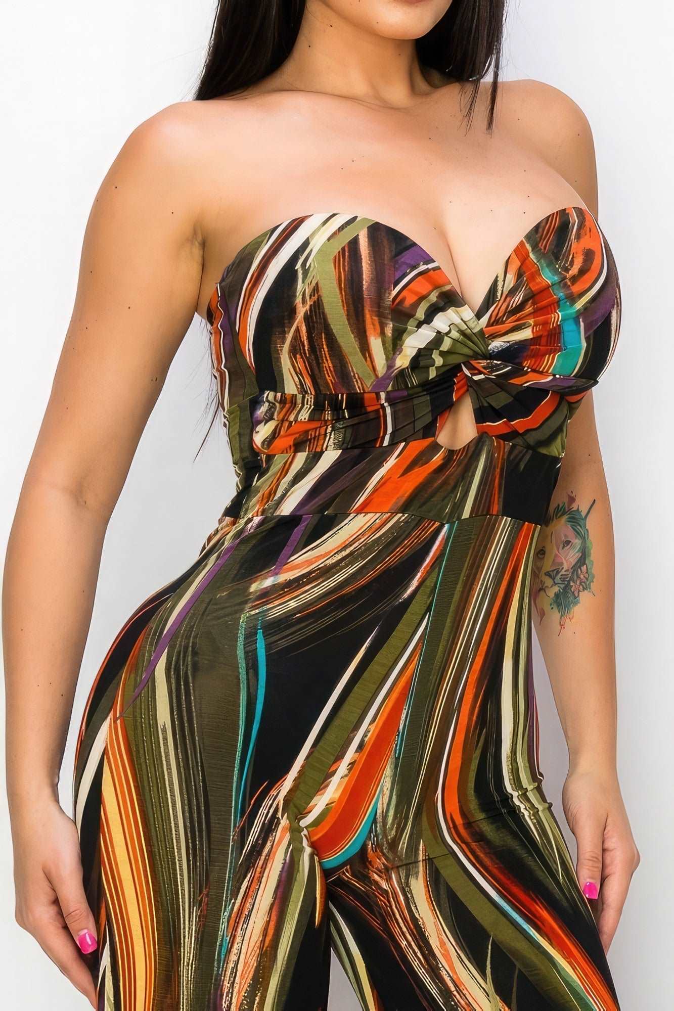 Allover Print Twist Front Wide Leg Jumpsuit - Premium  from ZLA - Just $49.50! Shop now at ZLA