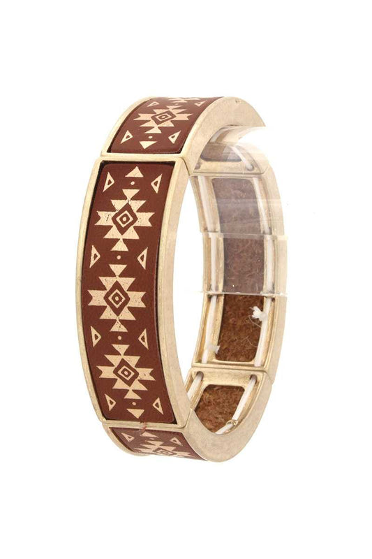 Aztec Pattern Metal Stretch Bracelet - ZLA