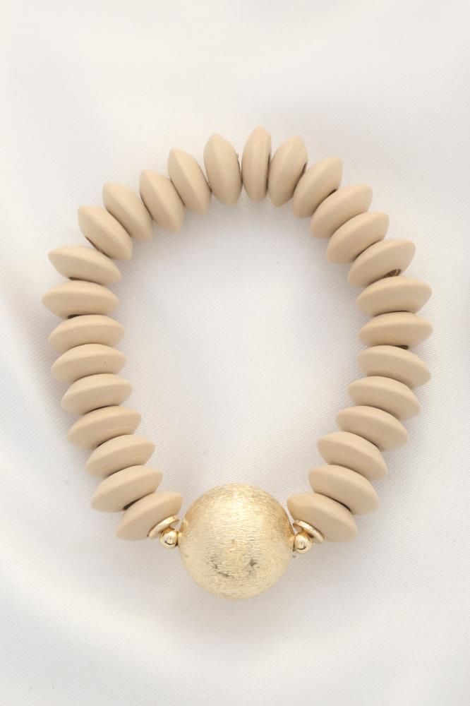 Ball Bead Wood Disc Bracelet - ZLA